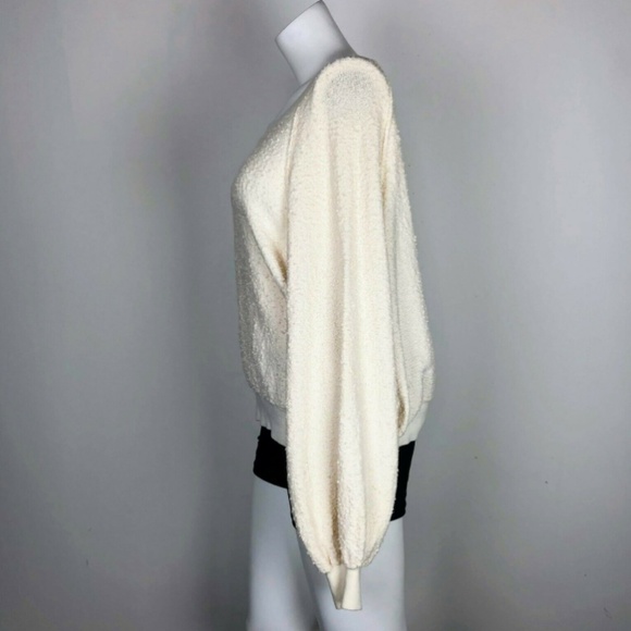 Free People Long Sleeve Nubby Textured White Top - Picture 3 of 5